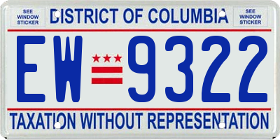 DC license plate EW9322