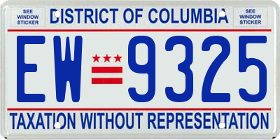 DC license plate EW9325