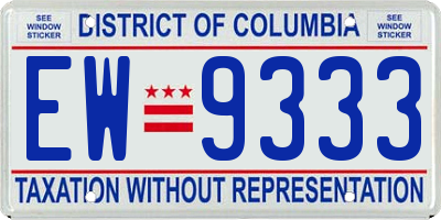 DC license plate EW9333