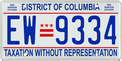 DC license plate EW9334