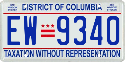 DC license plate EW9340