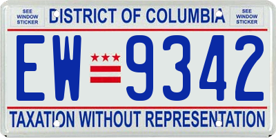 DC license plate EW9342