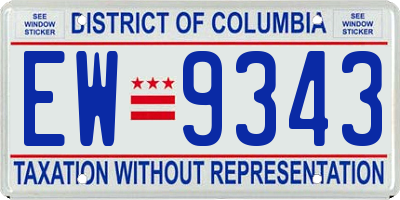 DC license plate EW9343