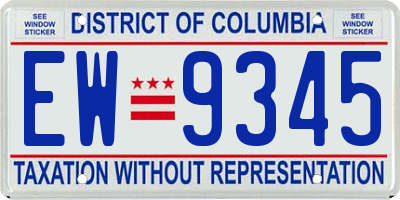DC license plate EW9345