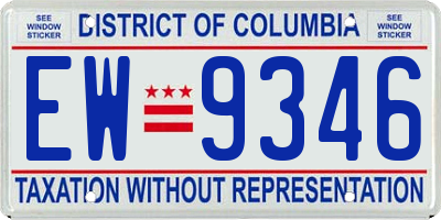 DC license plate EW9346