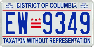 DC license plate EW9349