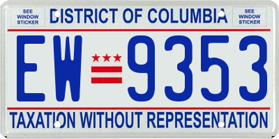 DC license plate EW9353