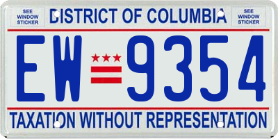DC license plate EW9354