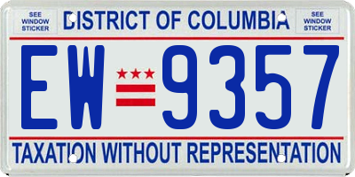 DC license plate EW9357