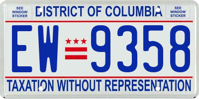 DC license plate EW9358
