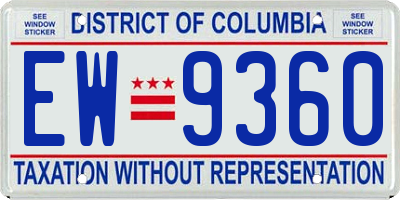DC license plate EW9360