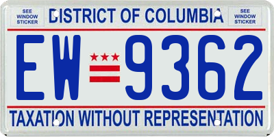 DC license plate EW9362