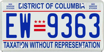 DC license plate EW9363