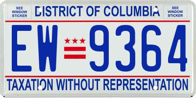 DC license plate EW9364