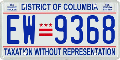 DC license plate EW9368