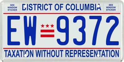 DC license plate EW9372