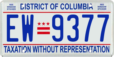 DC license plate EW9377