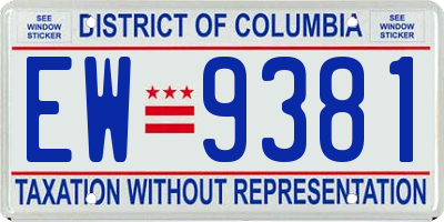 DC license plate EW9381