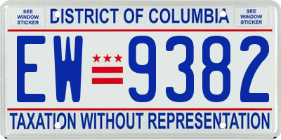 DC license plate EW9382