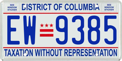 DC license plate EW9385