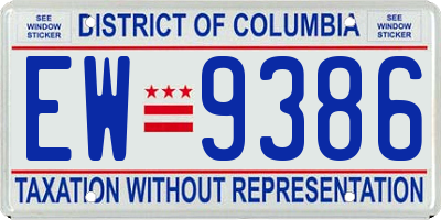 DC license plate EW9386