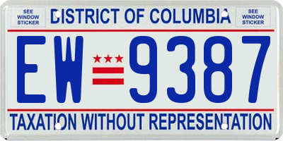 DC license plate EW9387