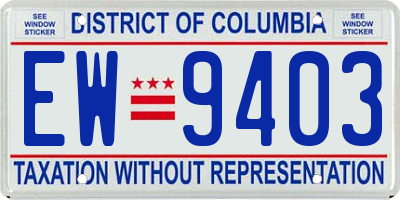 DC license plate EW9403