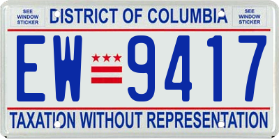 DC license plate EW9417