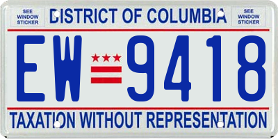DC license plate EW9418
