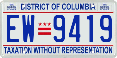DC license plate EW9419