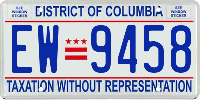 DC license plate EW9458