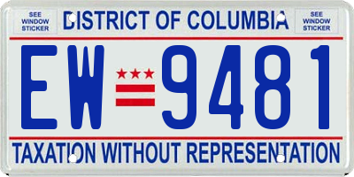 DC license plate EW9481