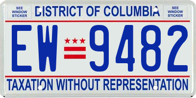 DC license plate EW9482