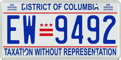DC license plate EW9492
