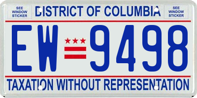 DC license plate EW9498