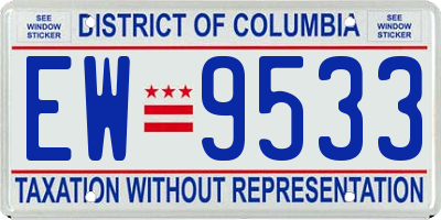 DC license plate EW9533