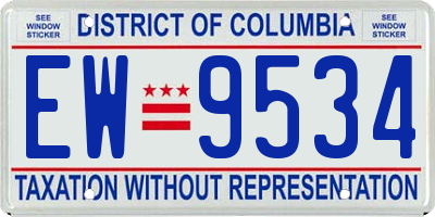 DC license plate EW9534