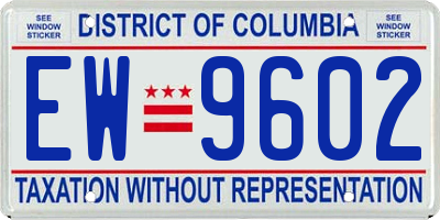 DC license plate EW9602