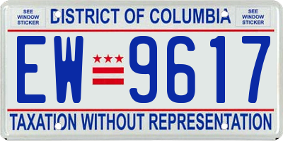 DC license plate EW9617