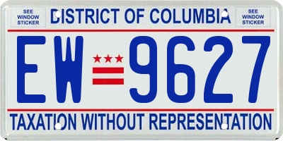 DC license plate EW9627