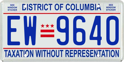 DC license plate EW9640