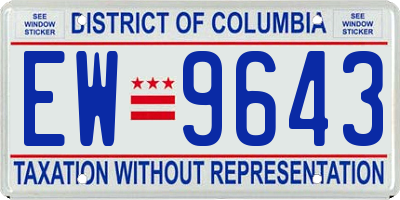 DC license plate EW9643