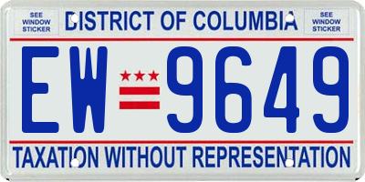 DC license plate EW9649