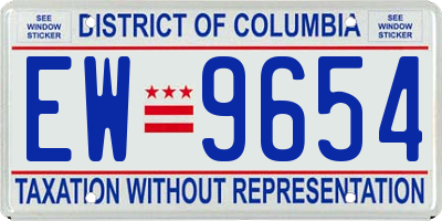 DC license plate EW9654