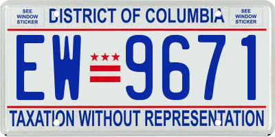 DC license plate EW9671