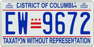 DC license plate EW9672