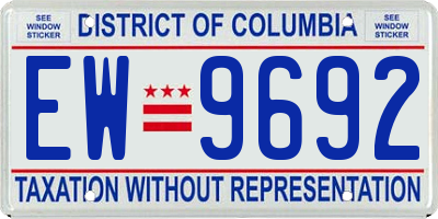 DC license plate EW9692