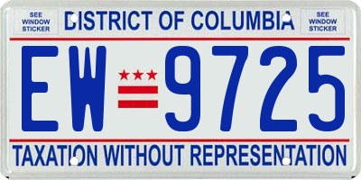 DC license plate EW9725