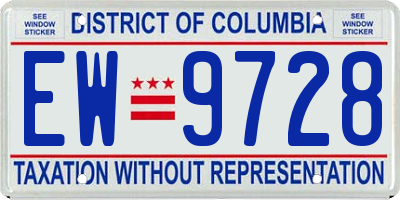 DC license plate EW9728