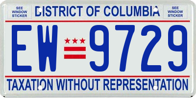 DC license plate EW9729